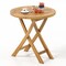 27.5'' Natural Teak Wood Outdoor Bistro Table Round Patio Dining Table with Slatted Top